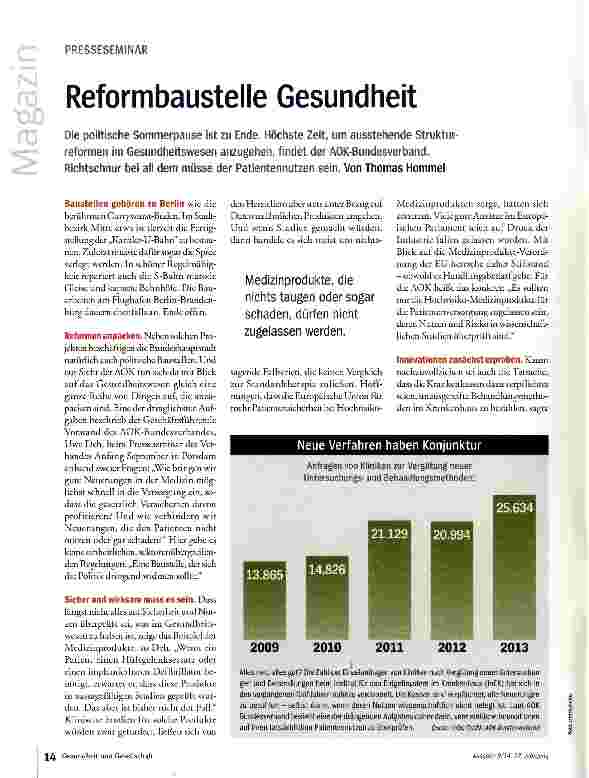 Vorschauseite 1: Reformbaustelle Gesundheit