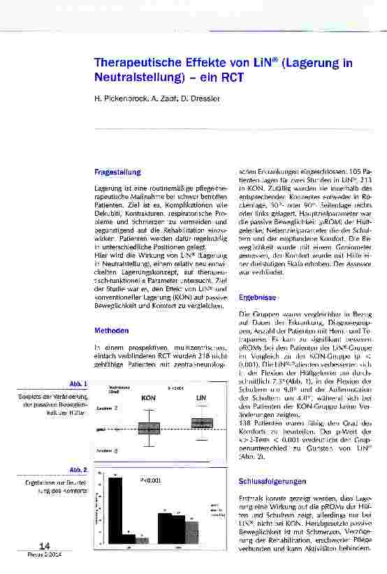 Vorschauseite 1: Therapeutische Effekte von LiN® (Lagerung in Neutralstellung) - ein RCT