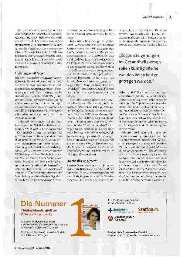 Vorschauseite 2: Grünes Licht für Krankenkassen-Reform