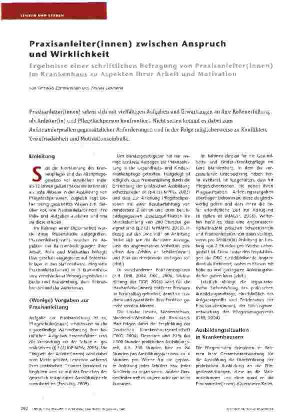 Vorschauseite 1: Praxisanleiter(innen) zwischen Anspruch und Wirklichkeit