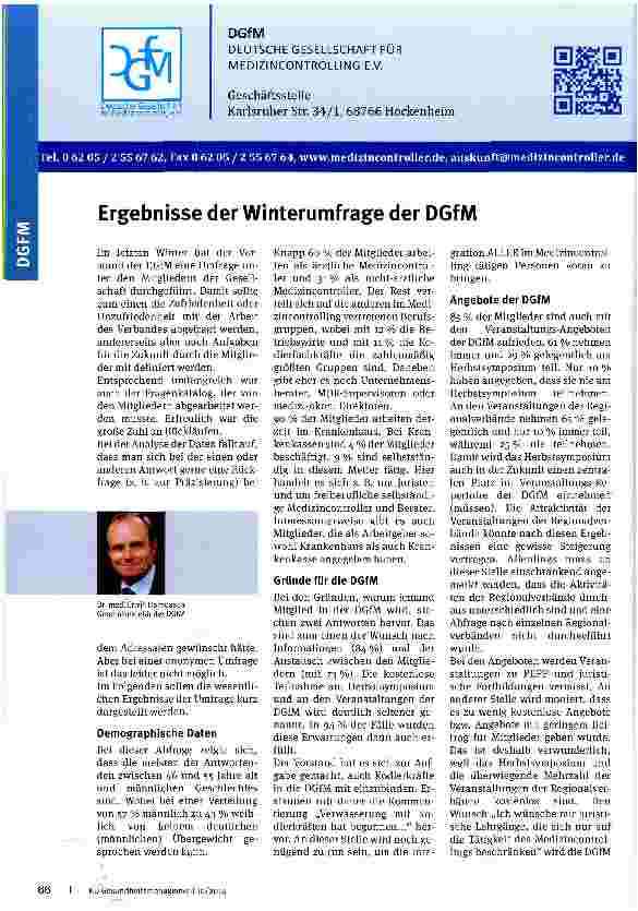 Vorschauseite 1: Ergebnisse der Winterumfrage der DGfM
