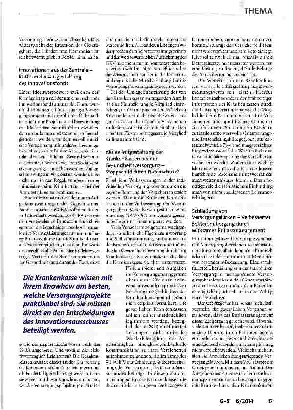 Vorschauseite 3: Viele kleine Schritte zu einer besseren Versorgung - Der Entwurf eines Versorgungsstärkungsgesetzes