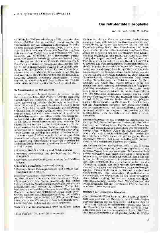 Vorschauseite 1: Die retrolentale Fibroplasie