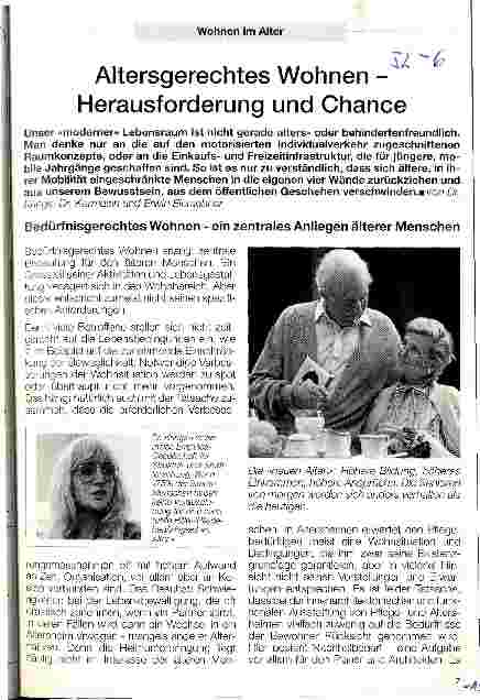 Vorschauseite 1: Altersgerechtes Wohnen - Herausforderung und Chance Bedürfnisgerechtes Wohnen - ein zentrales Anliegen älterer Menschen