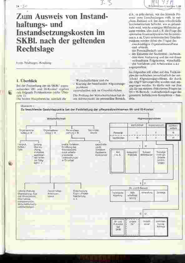 Vorschauseite 1: Zum Ausweis von Instandhaltung-und Instandsetzungskosten im SKBI. nach der geltenden Rechtslage