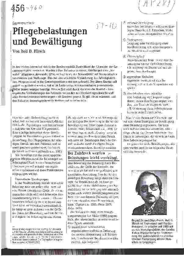 Vorschauseite 1: Pflegebelastungen und Bewältigung