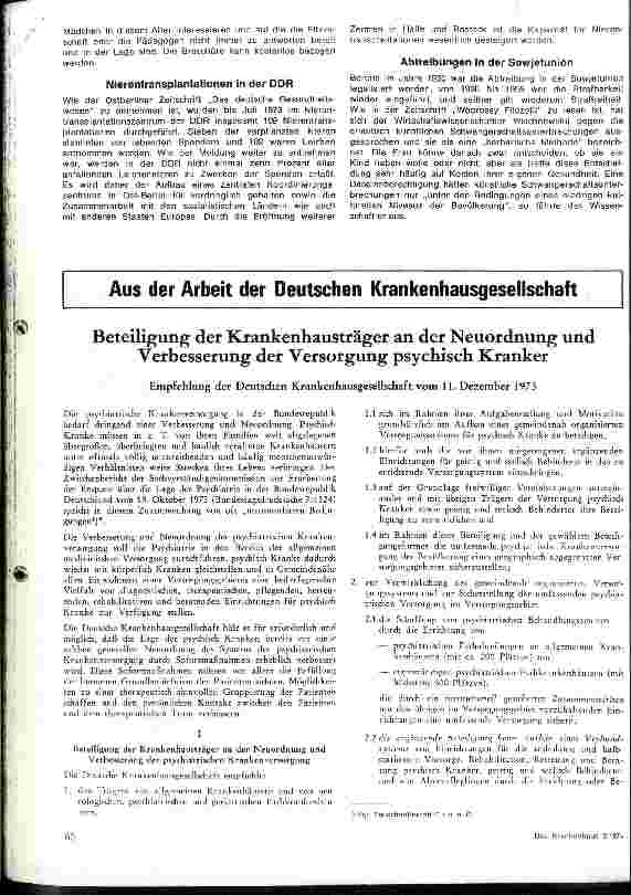 Vorschauseite 1: Beteiligung der KH-träger an der Neuordnung und Verbesserung der Versorgung psychisch Kranker