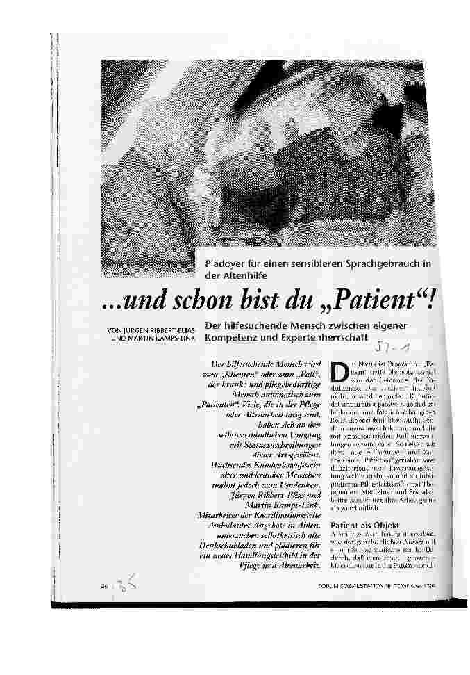 Vorschauseite 1: ... und schon bist du Patient! Plädoyer für einen sensibleren Sprachgebrauch in der Altenhilfe