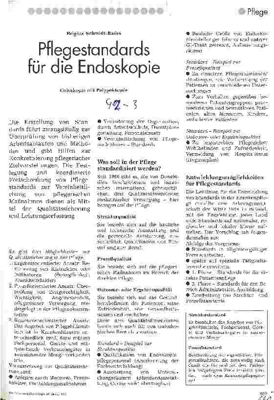 Vorschauseite 1: Pflegestandards für die Endoskopie Coloskopie und Polypektomie