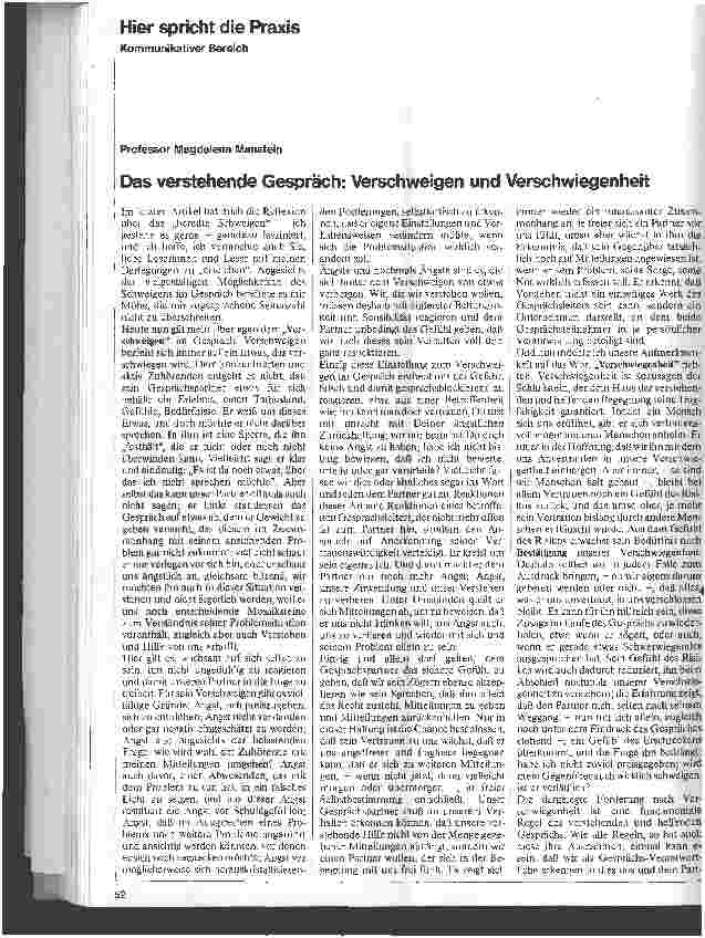 Vorschauseite 1: Das verstehende Gespräch Verschweigen und Verschwiegenheit