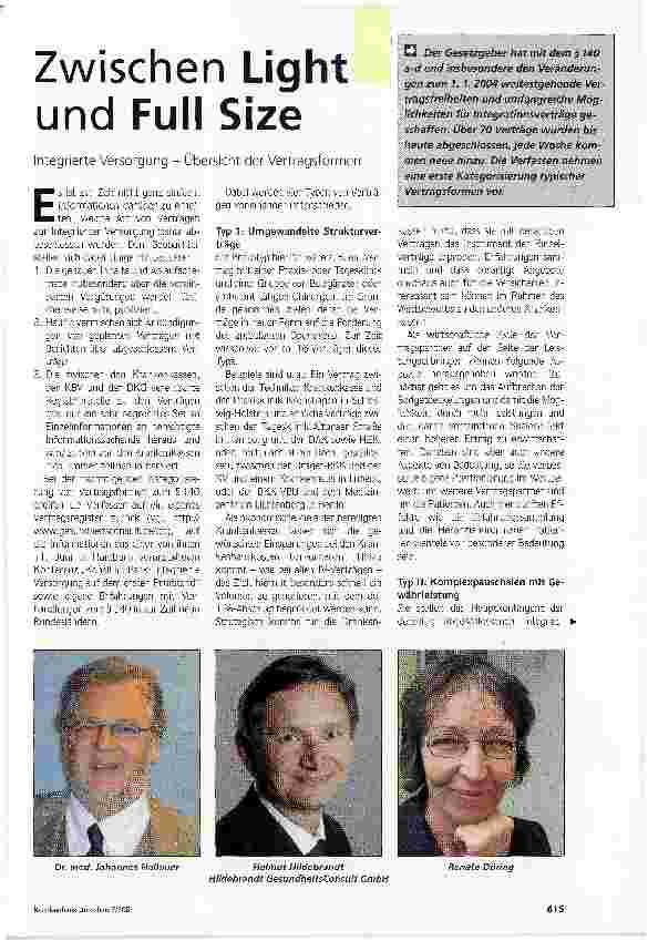 Vorschauseite 1: Zwischen Light und Full SizeIntegrierte Versorgung - Übersicht der Vertragsformen