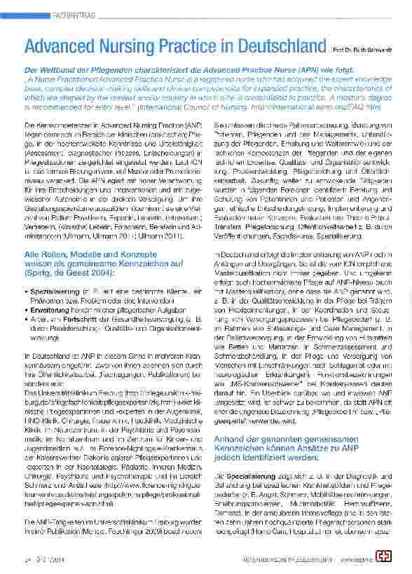 Vorschauseite 1: Advanced Nursing Practice in Deutschland