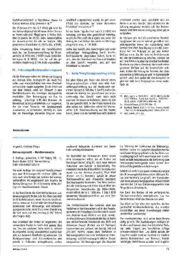 Vorschauseite 2: Zur Frist bei der Geltendmachung der Vergütung von Betreuern und anderen Vertretungspersonen