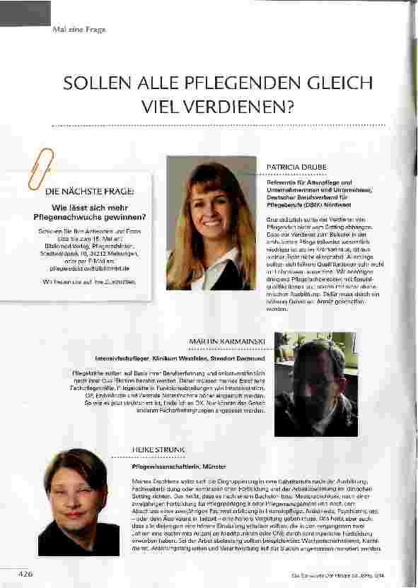 Vorschauseite 1: SOLLEN ALLE PFLEGENDEN GLEICH VIEL VERDIENEN?