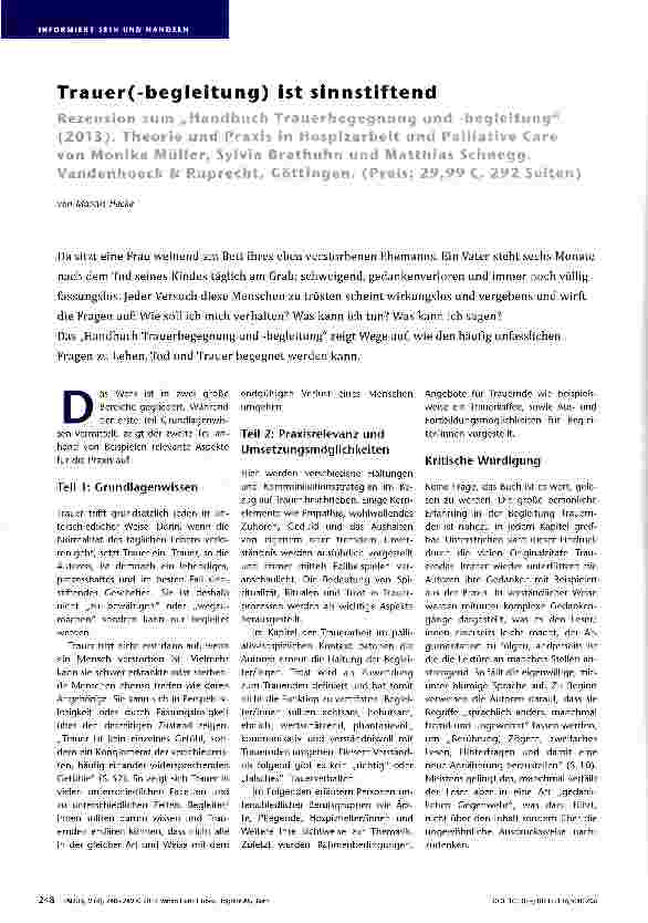 Vorschauseite 1: Trauer(-begleitung) ist sinnstiftend