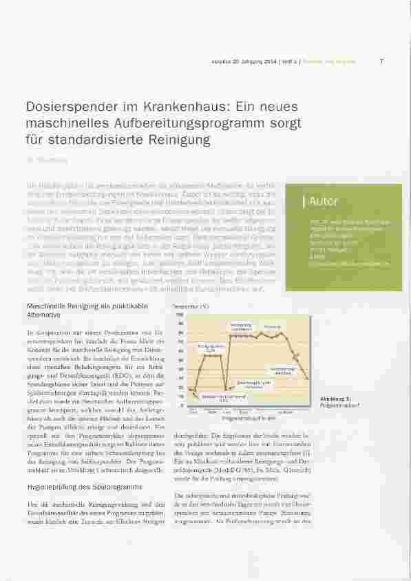 Vorschauseite 1: Dosierspender im Krankenhaus: Ein neues maschinelles Aufbereitungsprogramm sorgt für standardisierte Reinigung