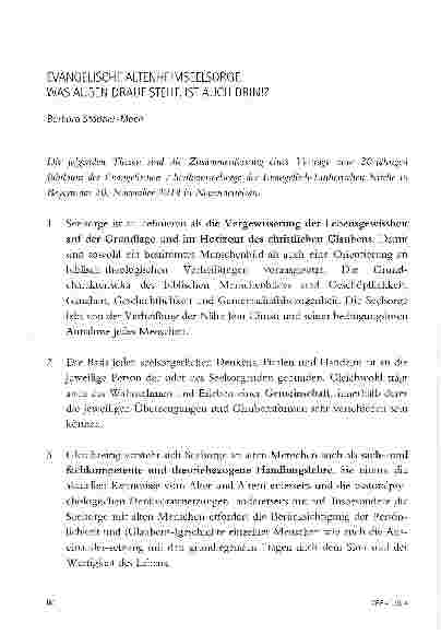 Vorschauseite 1: EVANGELISCHE ALTENHEIMSEELSORGE. WAS AUßEN DRAUF STEHT, IST AUCH DRIN!?