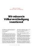 Vorschauseite 1: Wir müssen in Völkerverständigung investieren!