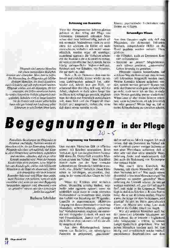Vorschauseite 1: Begegnungen in der Pflege
