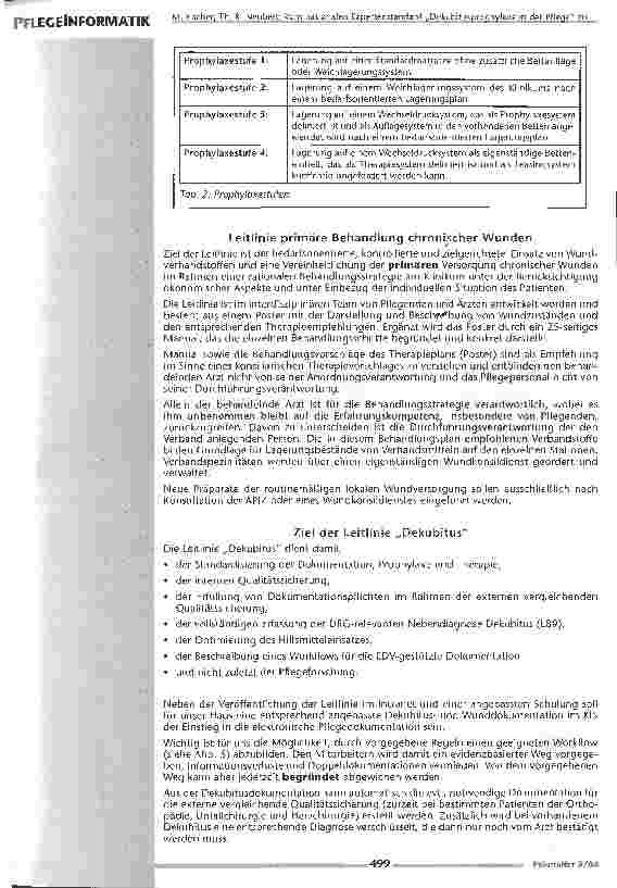 Vorschauseite 5: Vom nationalen Expertenstandard Dekubitusprophylaxe in der Pflege zu der internen Leitlinie DekubitusEin Hilfsmittel zur workflowunterstützenden elektronischen Pflegedokumentation