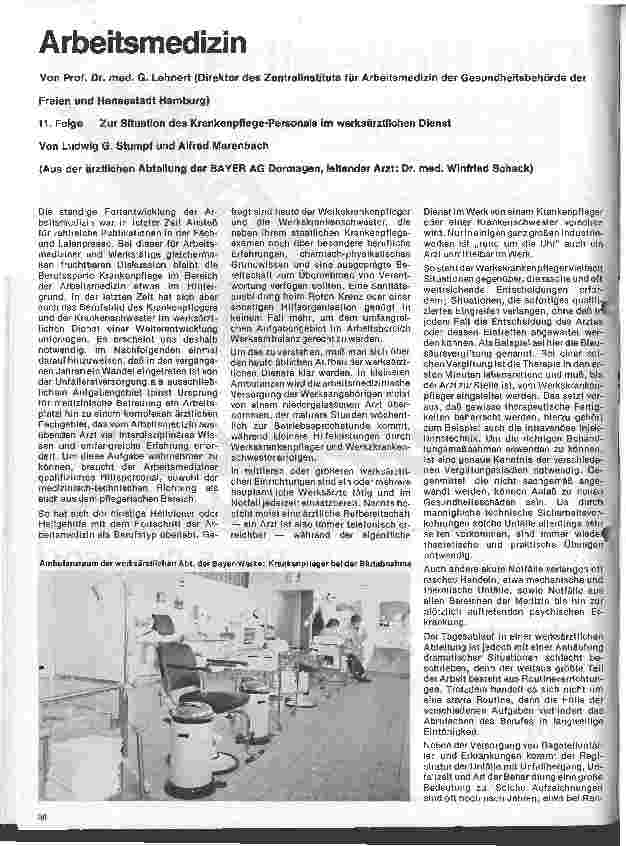 Vorschauseite 1: Arbeitsmedizin 11. Folge: Zur Situation des Pflegepersonals im werksärztlichen Dienst