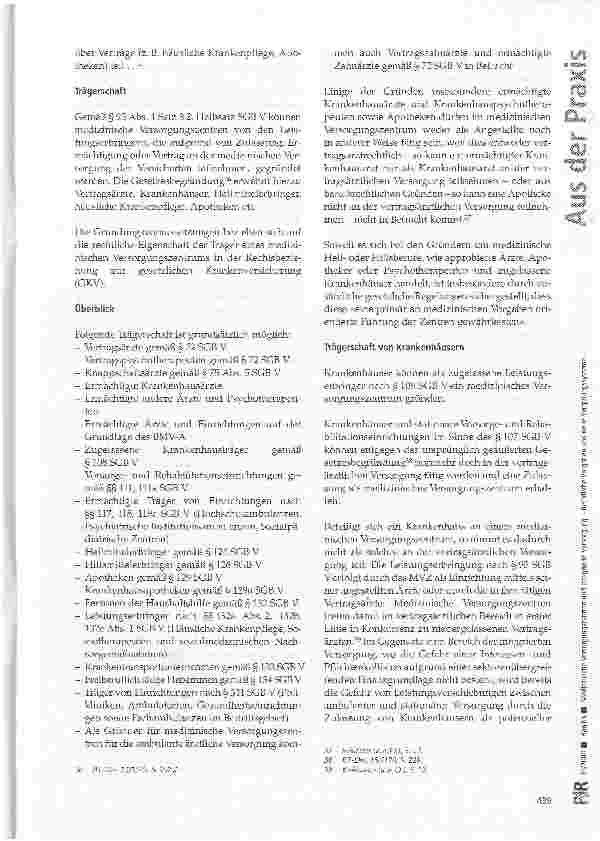 Vorschauseite 6: Medizinische Versorgungszentren und Integrierte Versorgung-Rechtliche Vorgaben und neue Vergütungssysteme -(I. Teil)