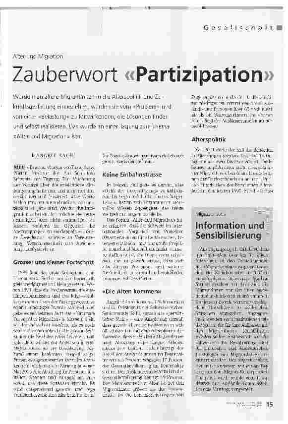 Vorschauseite 1: Alter und Migration. Zauberwort Partizipation