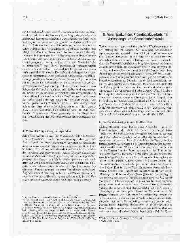 Vorschauseite 6: Das apothekenrechtliche Fremdbesitzverbot auf dem Prüfstand von Verfassungsund Gemeinschaftsrecht