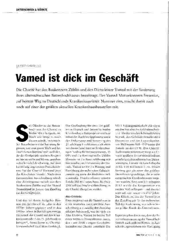 Vorschauseite 1: Vamed ist dick im Geschäft