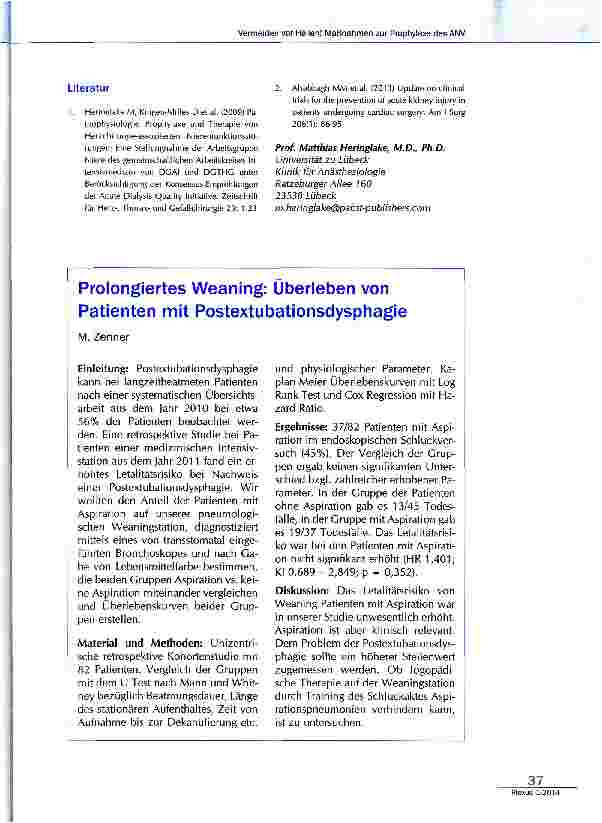 Vorschauseite 2: Vermeiden vor Heilen! Maßnahmen zur Prophylaxe des ANV