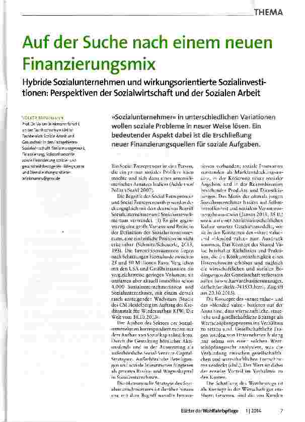 Vorschauseite 1: Auf der Suche nach einem neuen Finanzierungsmix