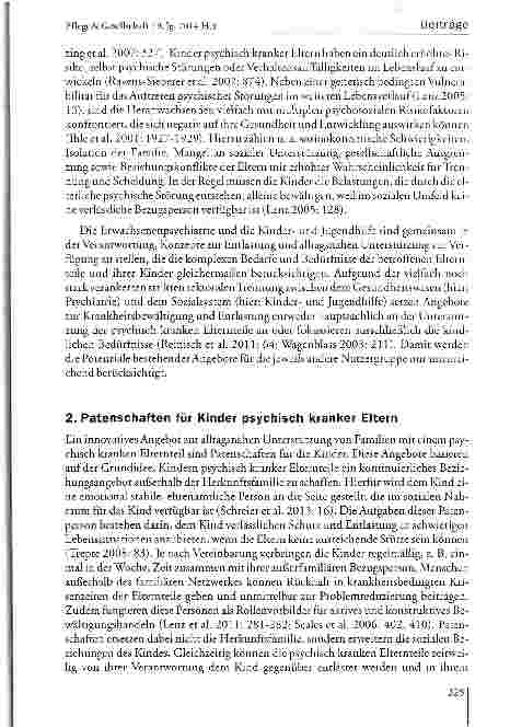 Vorschauseite 3: Entlastung und Unterstützung für Kinder psychisch kranker Eltern durch Patenschaften: Ein Handlungsfeld auch für die psychiatrische Pflege?