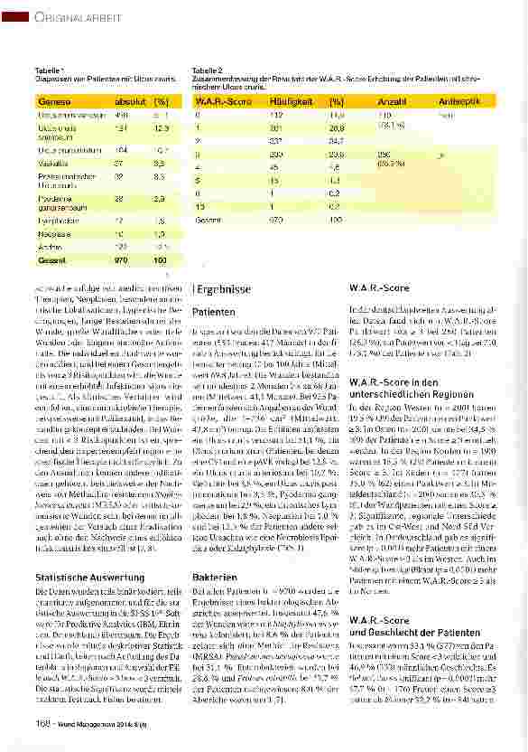 Vorschauseite 3: Einstufung von Risikowunden (WAR-Score) bei Patienten mit chronischem Ulcus cruris: Ergebnisse einer multizentrischen Studie
