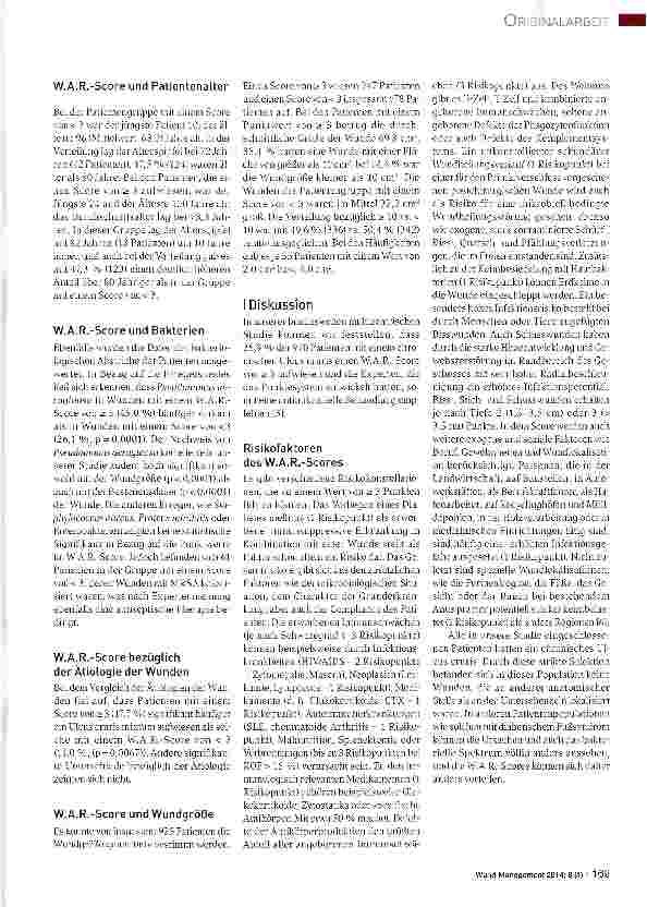 Vorschauseite 4: Einstufung von Risikowunden (WAR-Score) bei Patienten mit chronischem Ulcus cruris: Ergebnisse einer multizentrischen Studie