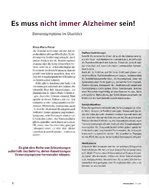 Vorschauseite 1: Es muss nicht immer Alzheimer sein!