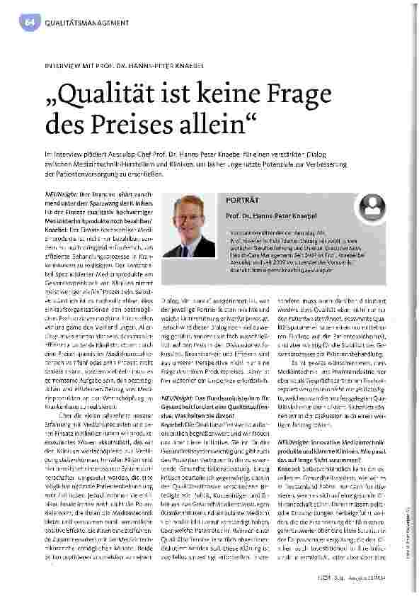 Vorschauseite 1: Qualität ist keine Frage des Preises allein