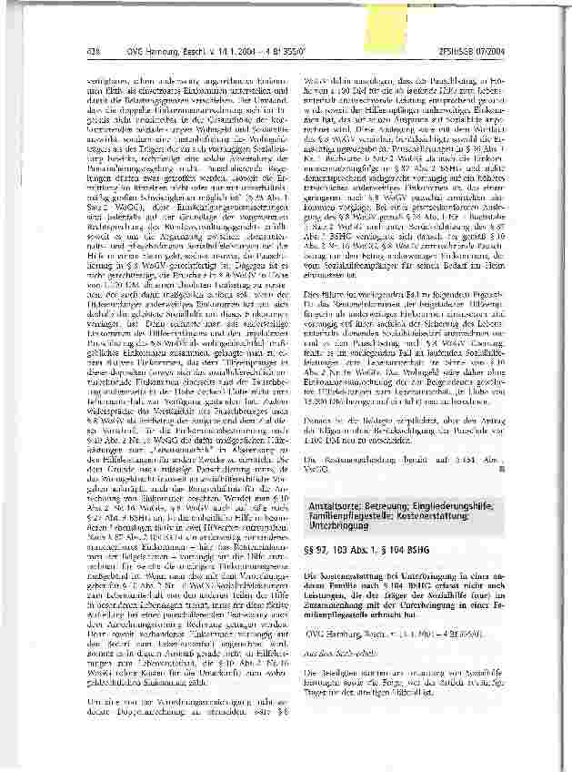 Vorschauseite 1: Anstaltsorte; Betreuung; Eingliederungshilfe; Familienpflegestelle; Kostenerstattung; Unterbringung