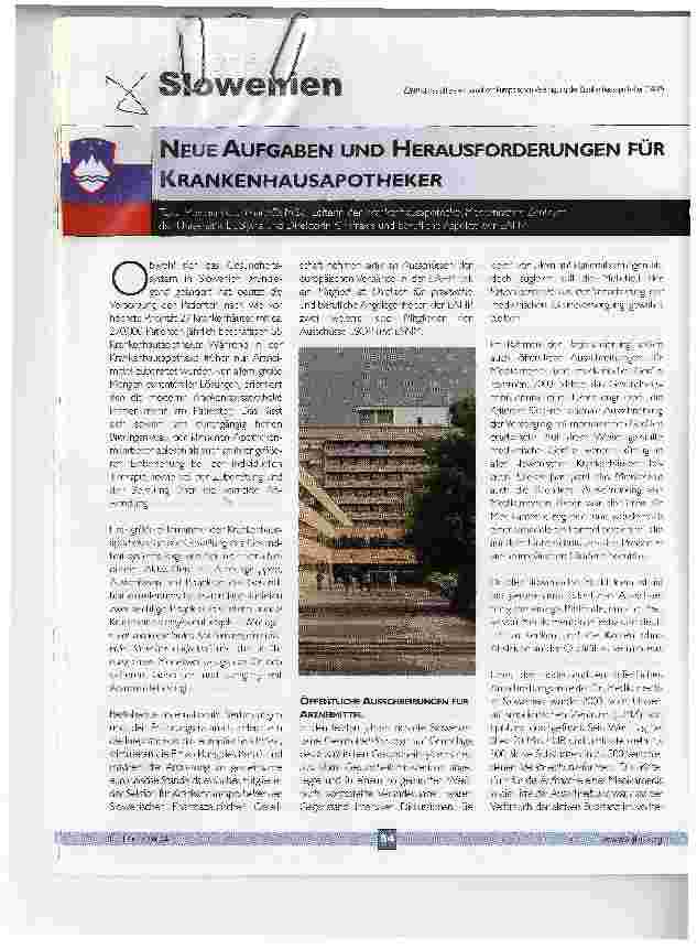 Vorschauseite 1: NEUE AUFGABEN UND HERAUSFORDERUNGEN FÜR KRANKENHAUSAPOTHEKER