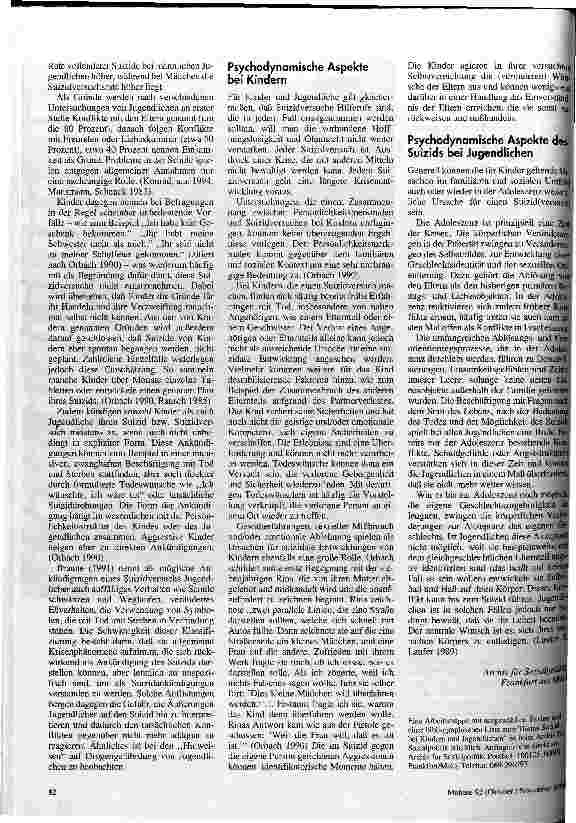 Vorschauseite 3: Suizid bei Kindern und Jugendlichen Ein Dossier