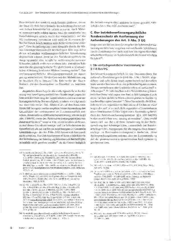 Vorschauseite 5: Der Tendenzschutz als Grenze der Mitbestimmung in kulturellen Einrichtungen