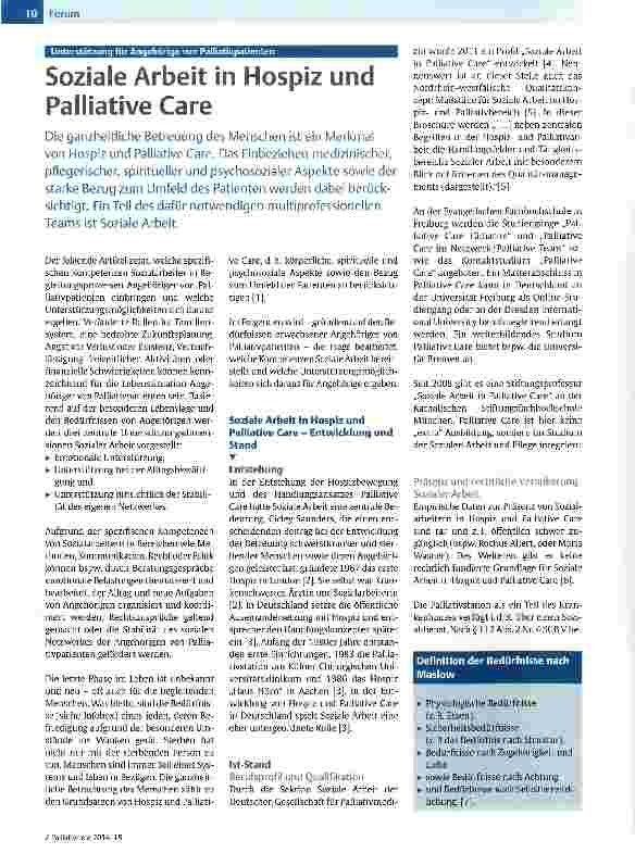 Vorschauseite 1: Soziale Arbeit in Hospiz und Palliative Care