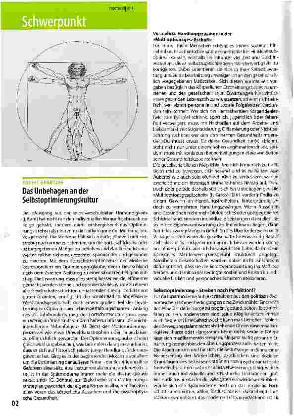 Vorschauseite 1: Das Unbehagen an der Selbstoptimierungskultur