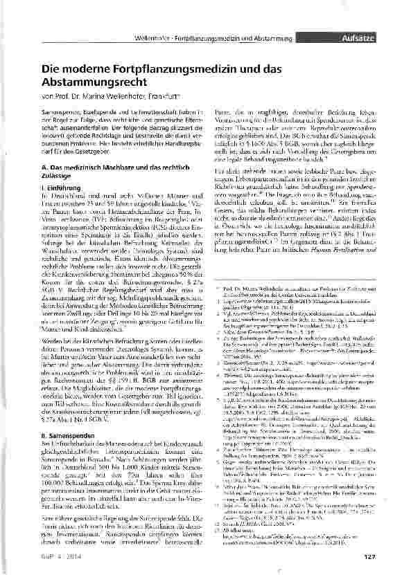 Vorschauseite 1: Die moderne Fortpflanzungsmedizin und das Abstammungsrecht