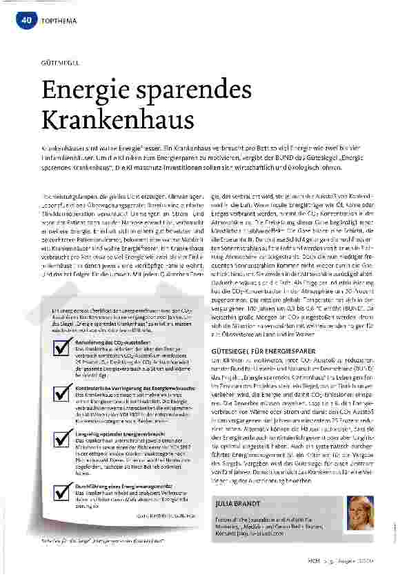 Vorschauseite 1: Energie sparendes Krankenhaus