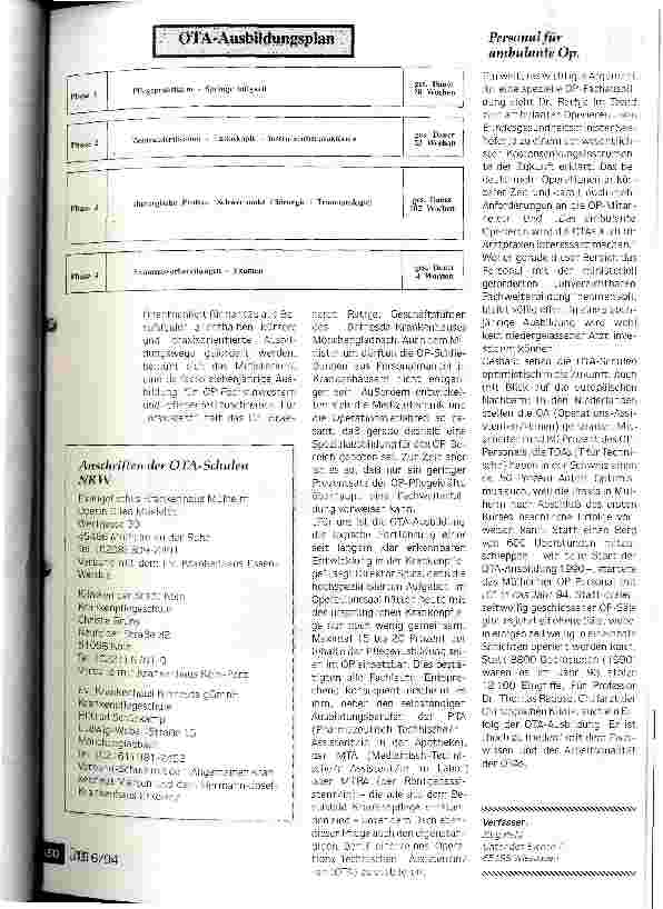 Vorschauseite 5: OTA - schon bewährt, aber auch umstritten Setzt sich die neue Berufsausbildung für OP-Personal durch?