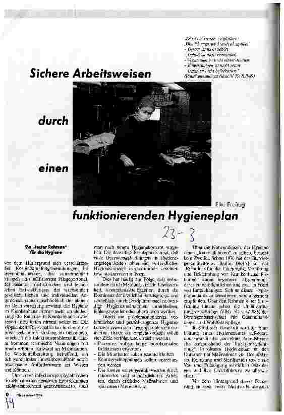 Vorschauseite 1: Sichere Arbeitsweisen durch einen funktionierenden Hygieneplan