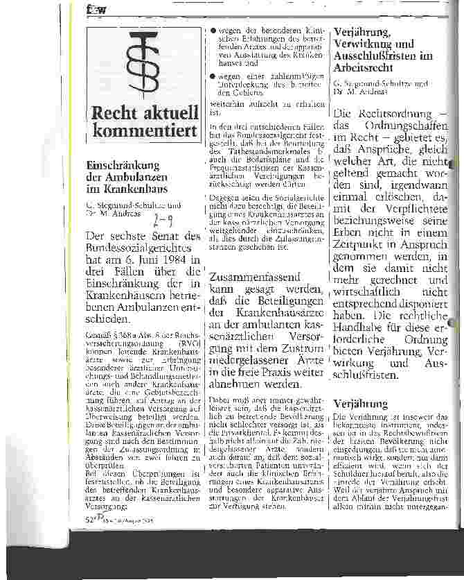 Vorschauseite 1: Einschränkung der Ambulanzen im Krankenhaus