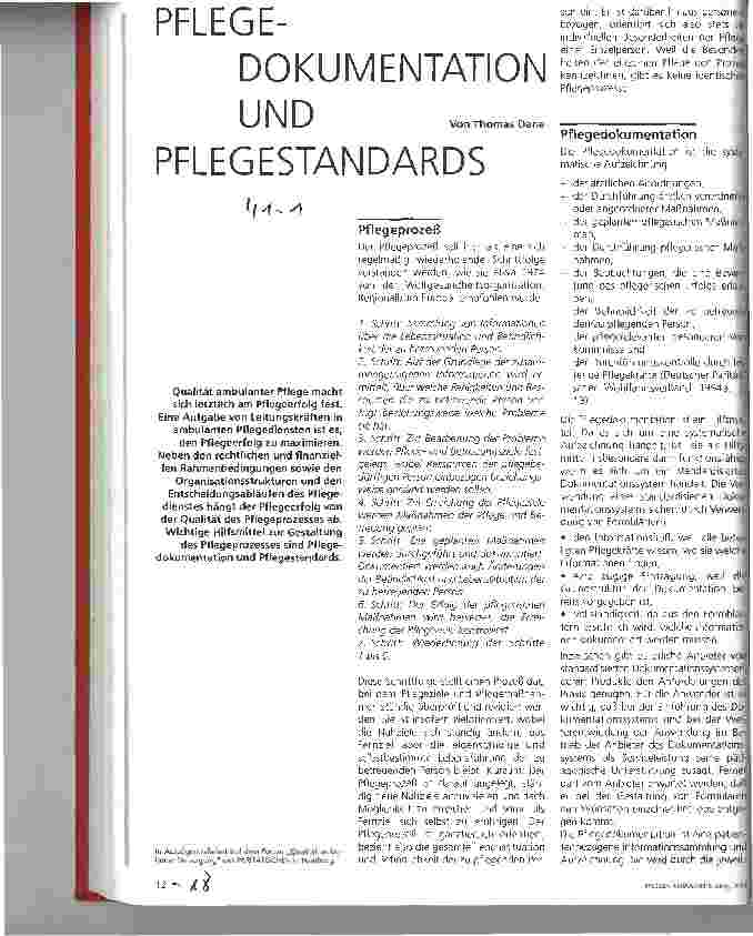 Vorschauseite 1: Pflegedokumentation und Pflegestandards