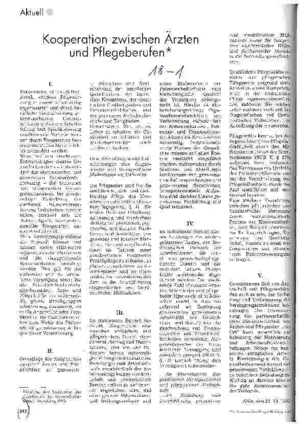 Vorschauseite 1: Kooperation zwischen Ärzten und Pflegeberufen Ergebnis der Konferenz der Fachberufe im Gesundheitswesen, Augsburg 93