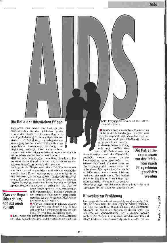 Vorschauseite 2: Heraus aus dem Tabu AIDS - Anforderung an die Häusliche Pflege